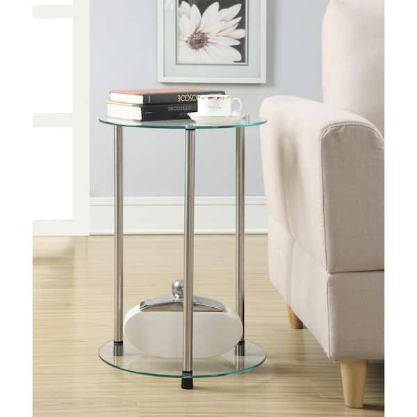 two tier glass end table