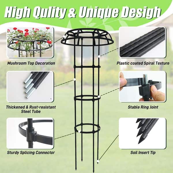 Garden Trellis for Climbing Plants Outdoor, 65 in. Mushroom Top