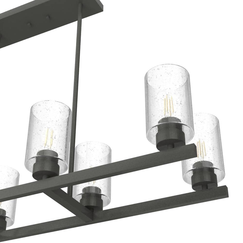 Noble Bronze 40" Linear Chandelier with Seeded Glass