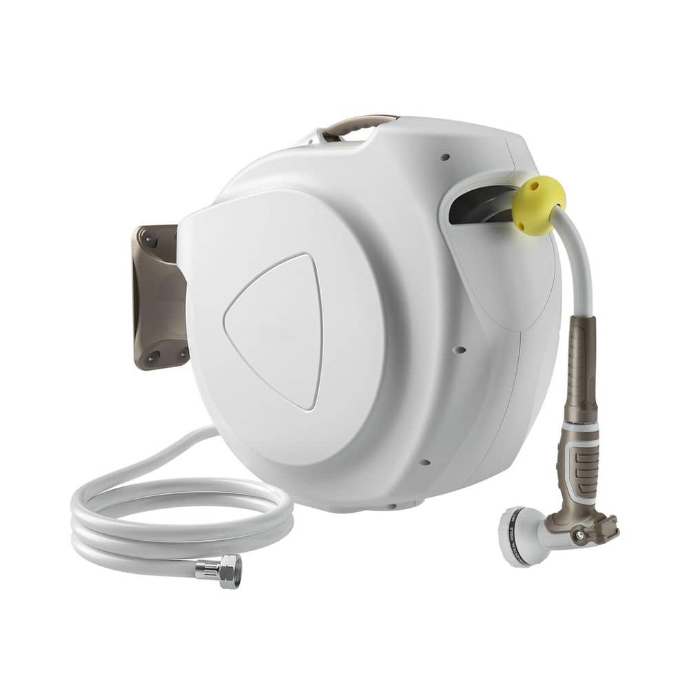 Plastic Retractable Garden Hose Reel, 1/2 in. x 75 ft. +6ft. Any Length Lock 180° Swivel Bracket 10-Pattern Spray Nozzle price history on PriceWatchPro