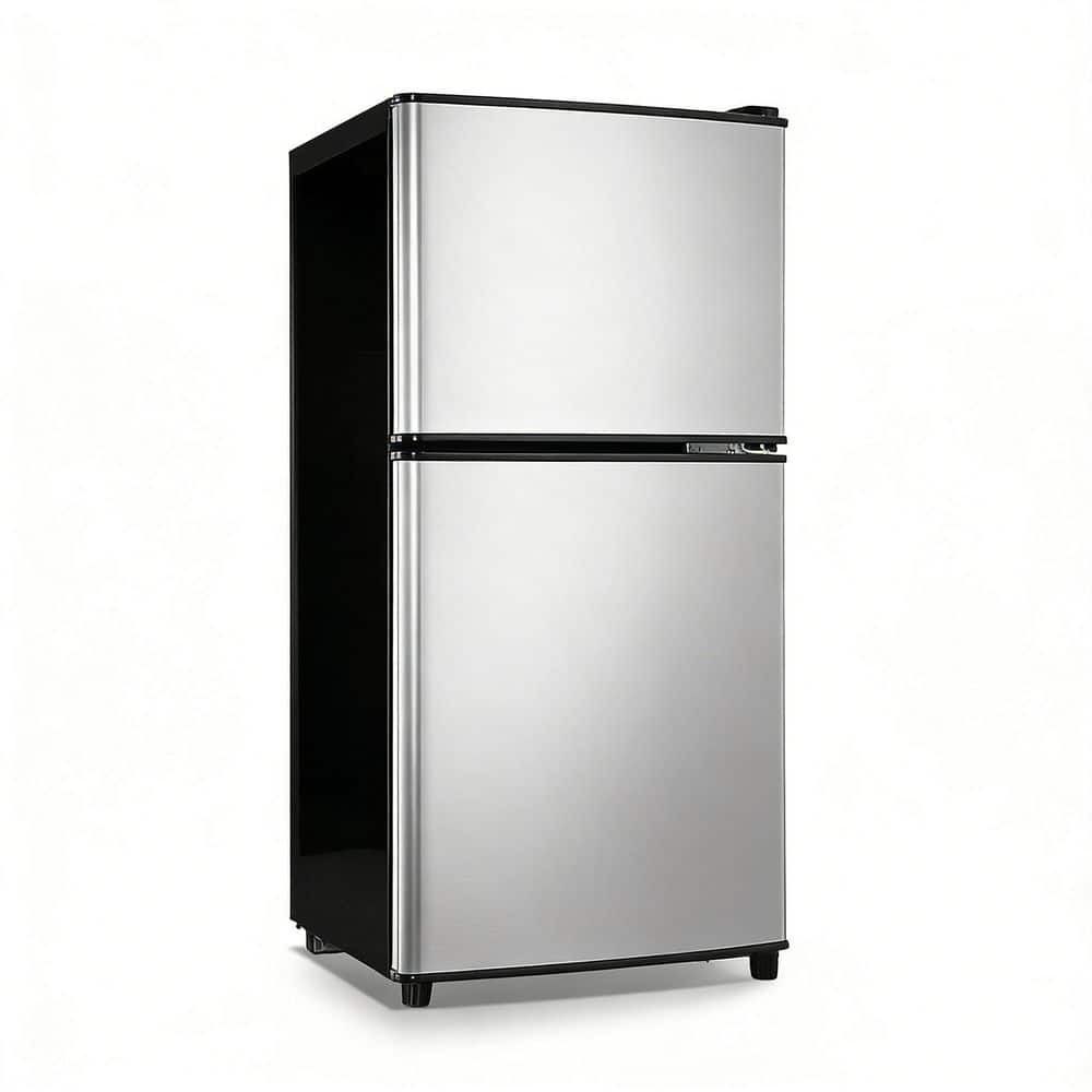 JEREMY CASS 3.5 cu. ft. Retro Mini Refrigerator in Silver with Top