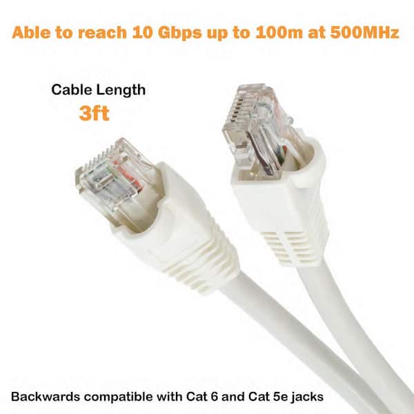 White Cat6 Ethernet Cable RJ45 Right Angle UTP Network Cable Patch Cord - View #5
