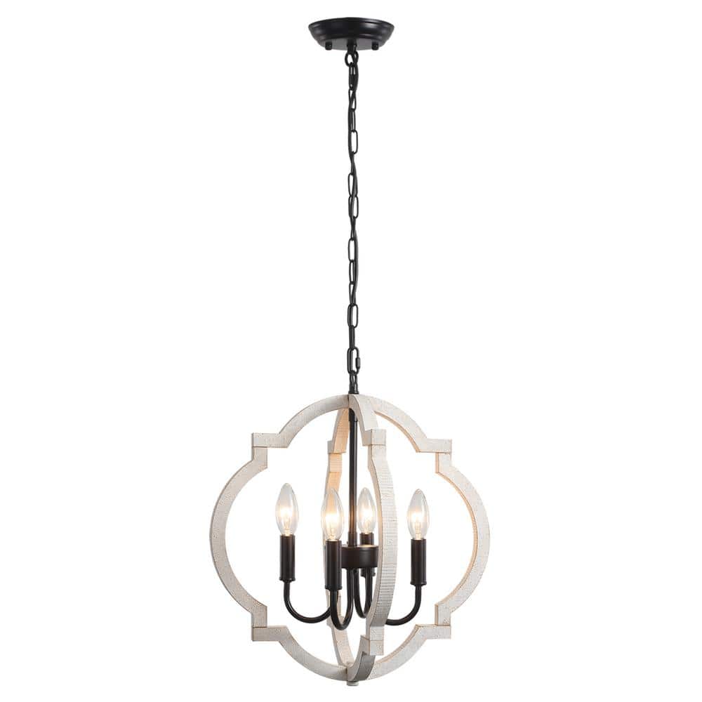 4-Light Black Modern Chandelier Adjustable Hanging Pendant for Kitchen Isla