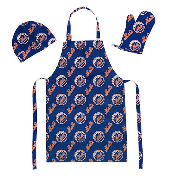 THE NORTHWEST GROUP MLB Mets 3-Pieces Set Blue Apron Oven Mitt and Hat