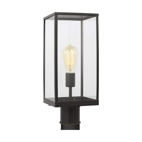 SCOTT LIVING Howell 1-Light Antique Bronze Aluminum Hardwired Outdoor Weather Resistant Post Light with No Bulbs Included