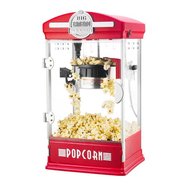GREAT NORTHERN 4 oz. Red Big Bambino Old-Fashioned Popcorn Machine with Kettle, Measuring Cups, Scoop and Serving Cups