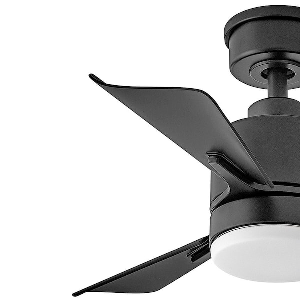 HINKLEY - ATOM 30.0 in. Indoor/Outdoor Integrated LED Matte Black Ceiling Fan with Remote Control