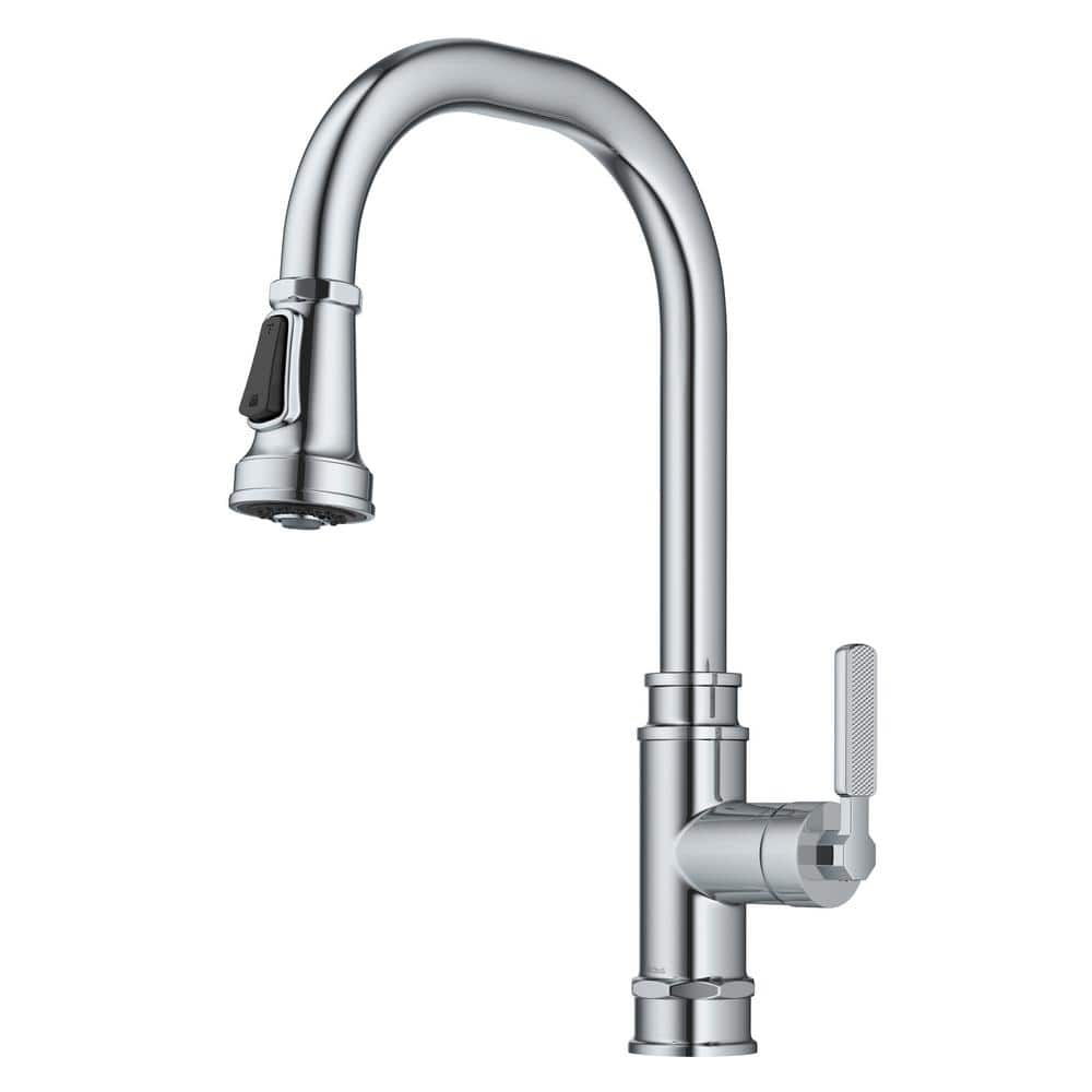 KRAUS Single Handle Allyn Transitional Industrial Pull-Down Sprayer Kitchen Faucet in Chrome, Grey -  KPF-4101CH