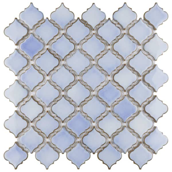 Merola Tile Hudson Tangier Frost Blue 12 in. x 12 in. Porcelain Floor and Wall Mosaic Tile (11.0 sq. ft./Case)