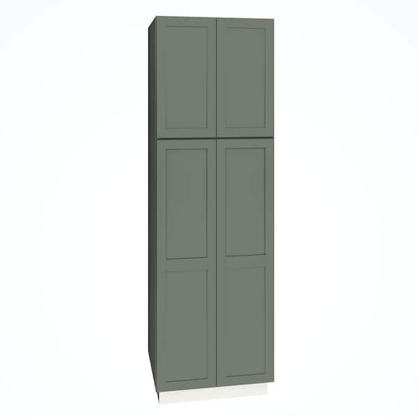 QuickShip Cottage 24 in. W x 24 in. D x 84 in. H Assembled Plywood Shaker 2-Door Pantry Kitchen Cabinet in Conifer
