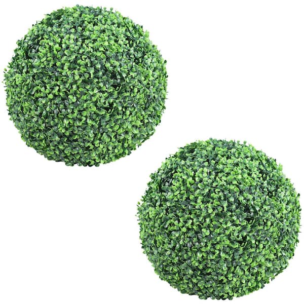 LHY 15 in. 2-Piece 4-Layer Artificial Boxwood Ball Topiary Plant Ball UV-Proof Greenery Ball Indoor Outdoor Decor