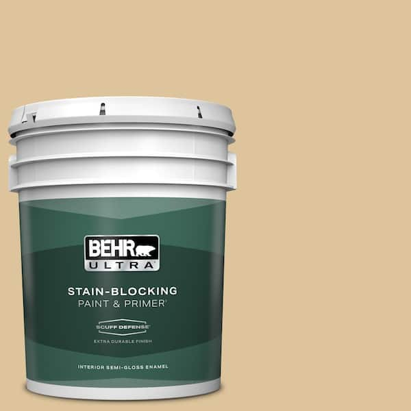 BEHR ULTRA 5 gal. #S300-3 Almond Cookie Extra Durable Semi-Gloss Enamel Interior Paint & Primer