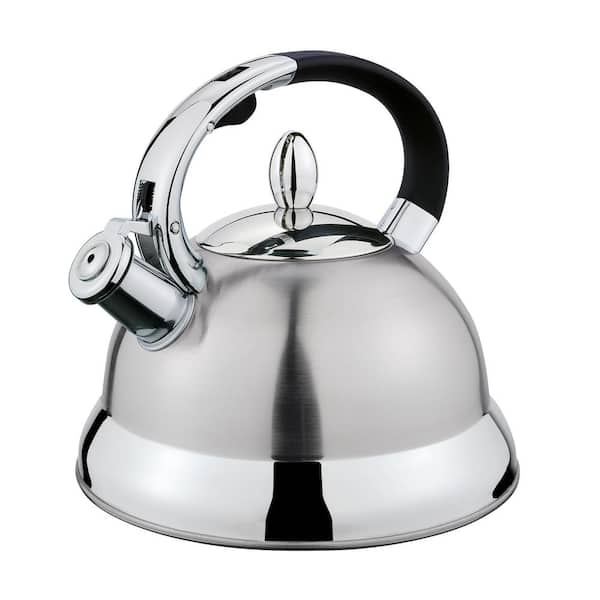MegaChef 12-Cup Brushed Silver Stainless Steel Whistling Kettle