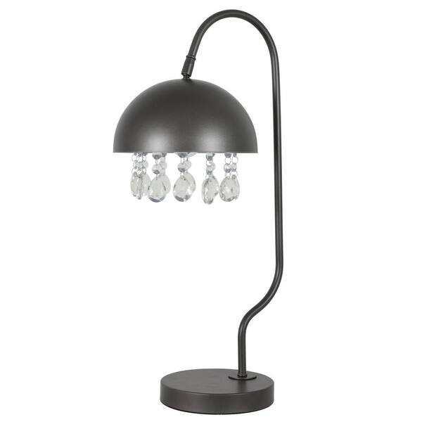 Decor Therapy Francesca 24 in. Dark Gray Desk Lamp with Shade