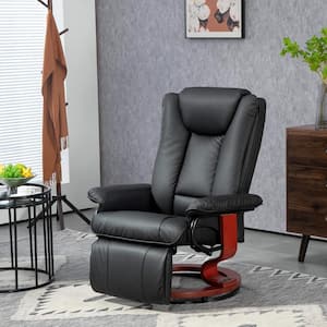 Swivel Recliner Chair, PU Leather Reclining Chair for Living Room, Modern Recliner Sofa with Footrest. Black