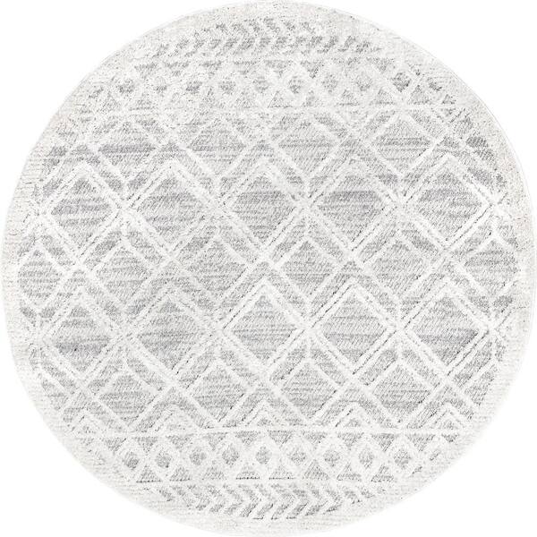 nuLOOM Ansley Light Grey 8 ft. Geometric Round Rug KKLR12BR808 The