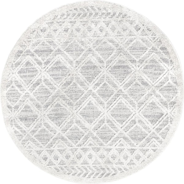 nuLOOM Ansley Light Grey 4 ft. Geometric Round Rug