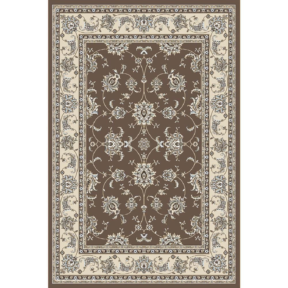 Pisa Brown 8 ft. x 10 ft. Traditional Oriental Floral Scroll Area Rug