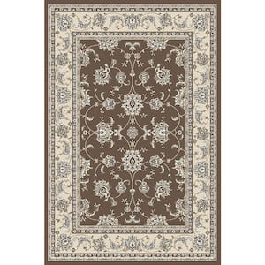 Pisa Brown 8 ft. x 10 ft. Traditional Oriental Floral Scroll Area Rug