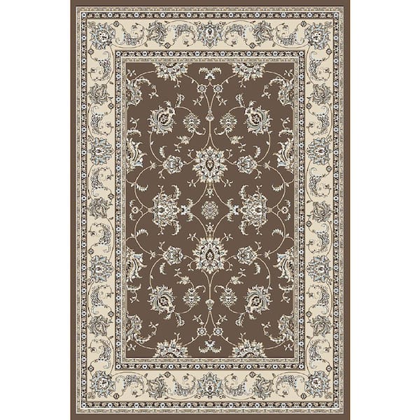 Unbranded Pisa Brown 8 ft. x 10 ft. Traditional Oriental Floral Scroll Area Rug