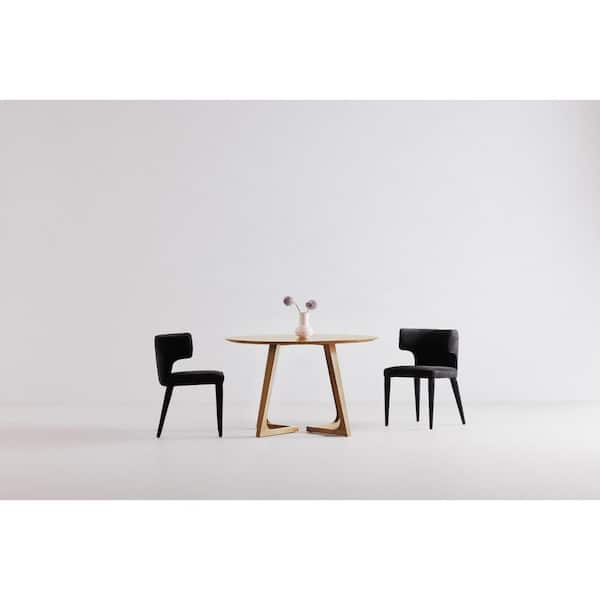 NADAAL STUDIOS Carina Mid-Century Modern Natural Solid Oak Wood 47.25 in. Sled Base Round Dining Table, Seats-6