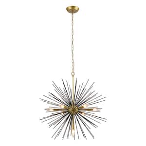 Augusta 7 -Light Gold Sputnik Sphere Chandelier with Wrought Iron Accents