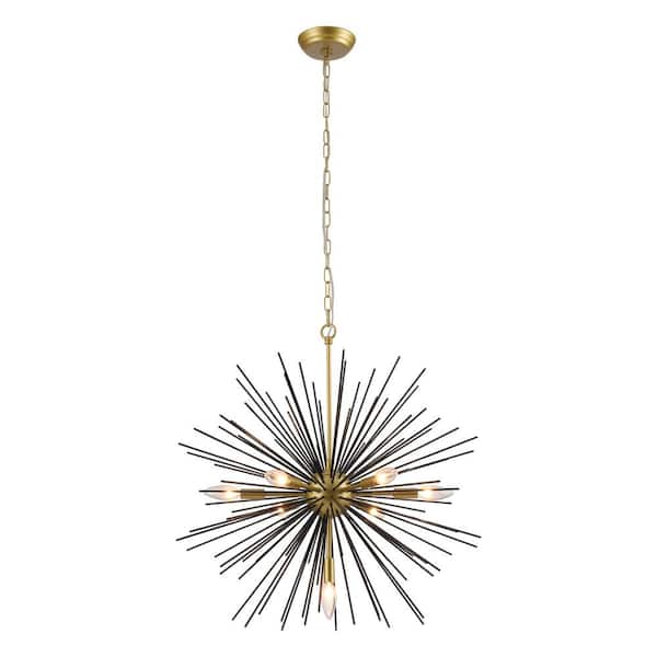 Maxax Augusta 7 -Light Gold Sputnik Sphere Chandelier with Wrought Iron Accents