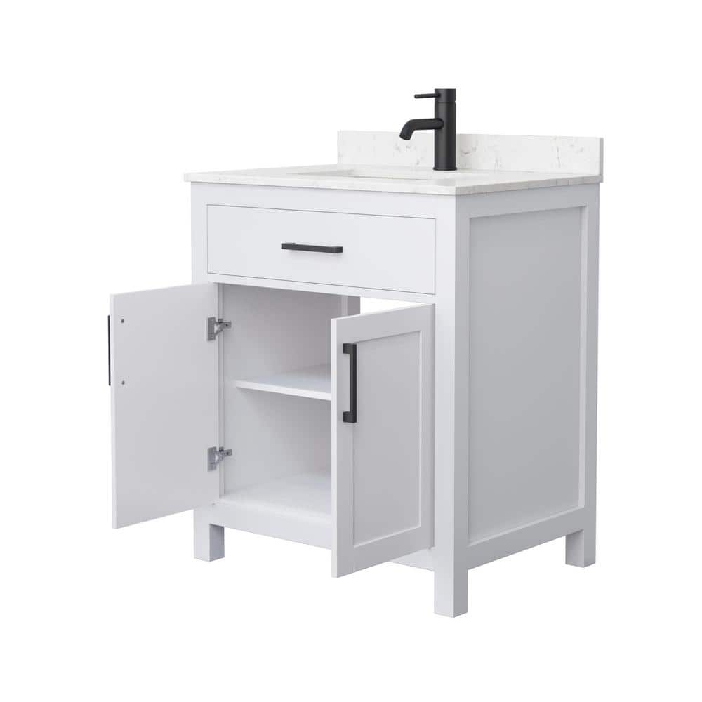 Beckett White 30" Freestanding Single Bathroom Vanity with Marble Top