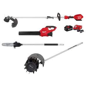M18 FUEL 18V Lith-Ion Brushless Cordless Electric String Trimmer/Blower Combo Kit w/Rubber Broom, Pole Saw (4-Tool)