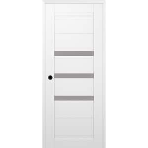 Dora 18 in. x 79.375 in. Right Hand 3-Lite Frosted Glass Snow White Composite Wood Single Prehung Door