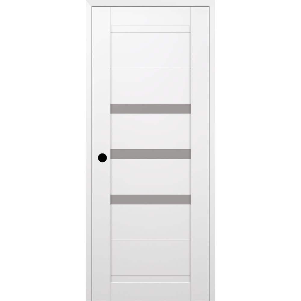 Dora 30 in. x 84 in. Right Hand 3-Lite Frosted Glass Snow White Composite Wood Single Prehung Door price history on PriceWatchPro