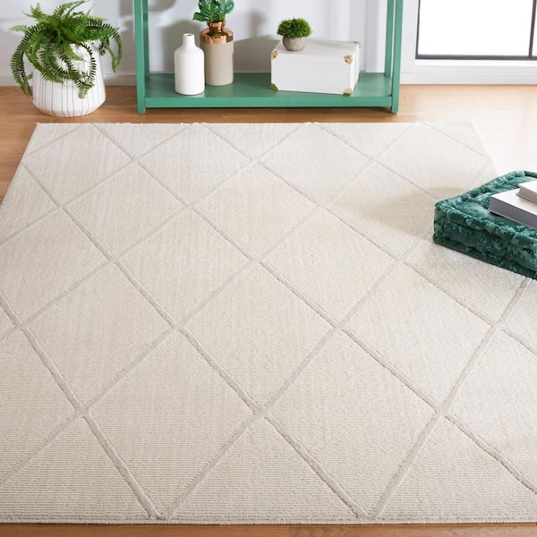 Revive 7 ft. x 9 ft. Ivory Diamond Solid Area Rug