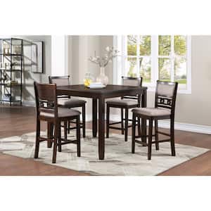 New Classic Furniture Gia 5-piece Wood Top Square Counter Set, Cherry