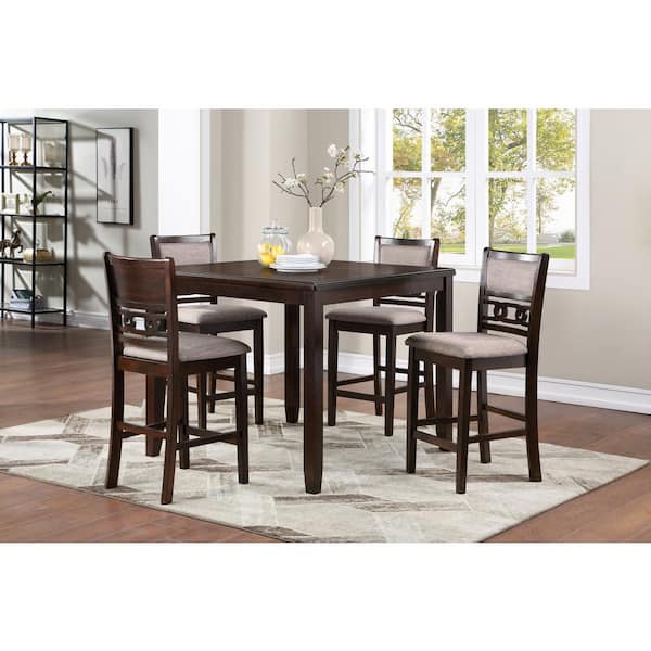 NEW CLASSIC HOME FURNISHINGS New Classic Furniture Gia 5-piece Wood Top Square Counter Set, Cherry