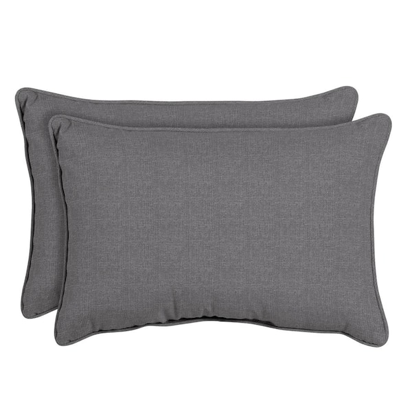 Home Decorators Collection 16 in. x 24 in. Sunbrella Cast Slate Oversized Lumbar Outdoor Throw Pillow (2-Pack)