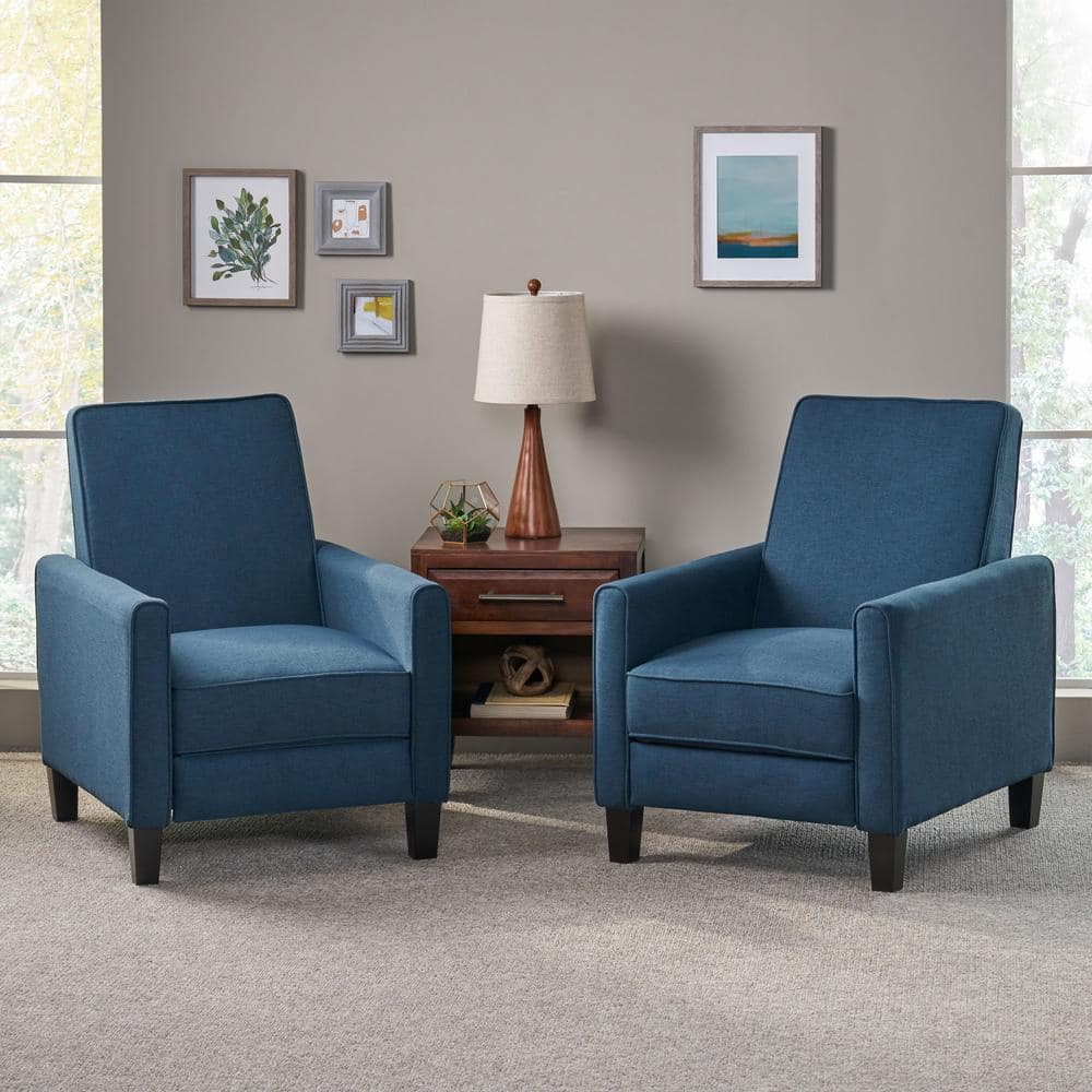 Darvis Navy Blue Fabric Upholstered Recliner with Dark Brown Wood Legs (Set of 2) price history on PriceWatchPro