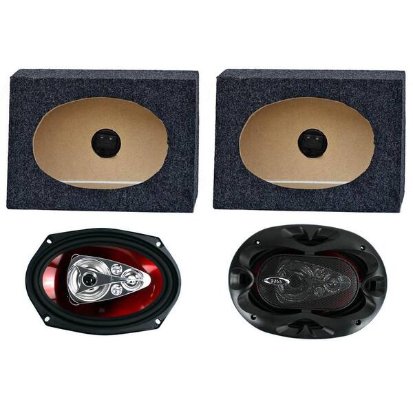 Boss Audio Systems Boss 6 in. x 9 in. 5-Way 600-Watt Car Speakers Plus QTW6X9 Angled 6 in. x 9 in. Speaker Box