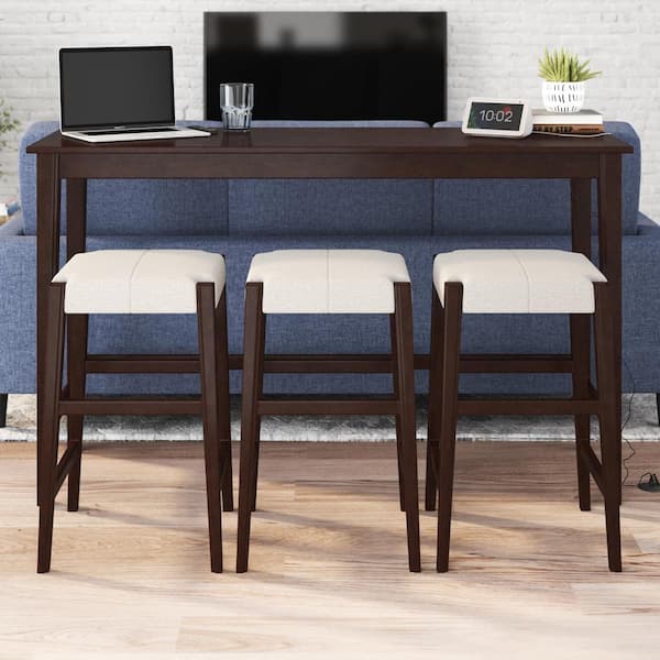 DHP Dallon Sofa Table with 3 Stools and USB Charger