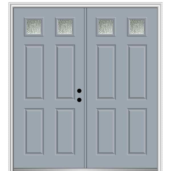 MMI Door 72 in. x 80 in. Left-Hand Inswing Rain Glass Storm Cloud Fiberglass Prehung Front Door on 6-9/16 in. Frame