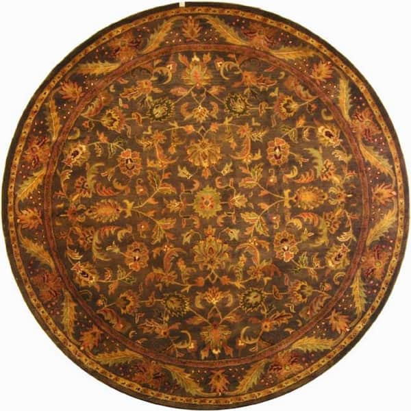 SAFAVIEH Antiquity Green/Gold 8 ft. x 8 ft. Round Border Area Rug