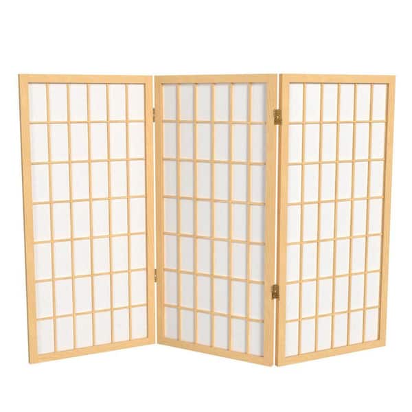 3 ft. Short Window Pane Shoji Screen - Natural - 3 Panels