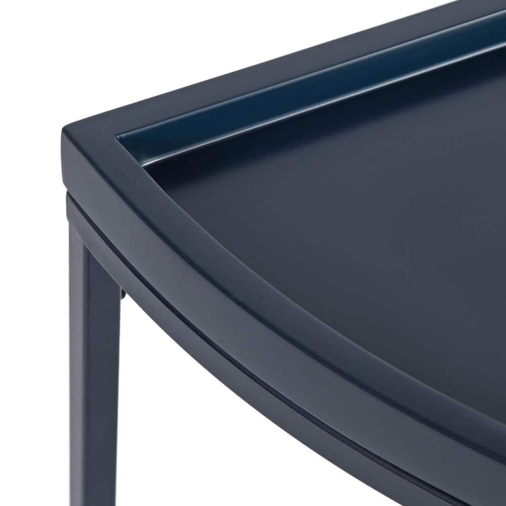 Dorrah Navy Blue Metal Half-Circle Console Table with Storage