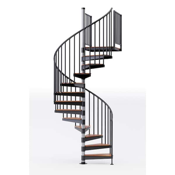Mylen STAIRS Reroute Prime Interior 60in Diameter, Fits Height 127.5in - 142.5in, 2 42in Tall Platform Rails Spiral Staircase Kit