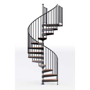 Reroute Prime Interior 60in Diameter, Fits Height 93.5in - 104.5in, 2 42in Tall Platform Rails Spiral Staircase Kit