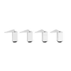 3 15/16 in. (100 mm) Matte White Metal Square Furniture Leg with Leveling Glide (4-Pack)