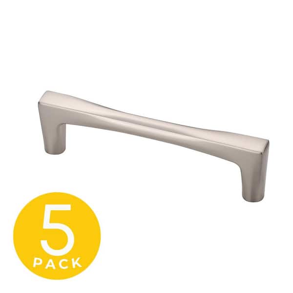 Comet Series 3-3/4 in. (96 mm) Center-to-Center Modern Satin Nickel Cabinet Handle/Pull (5-Pack)