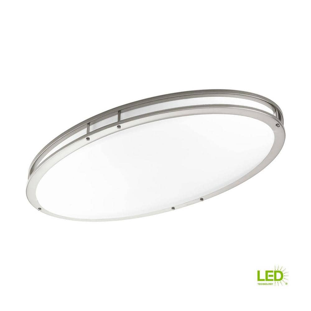 Brushed Nickel 18" LED Modern Close-to-Ceiling Light with White Acrylic Diffuser