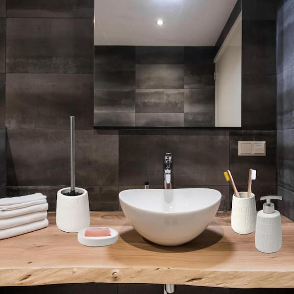 Terrazzo Bathroom Accessory Set Modern Black and White Bath 