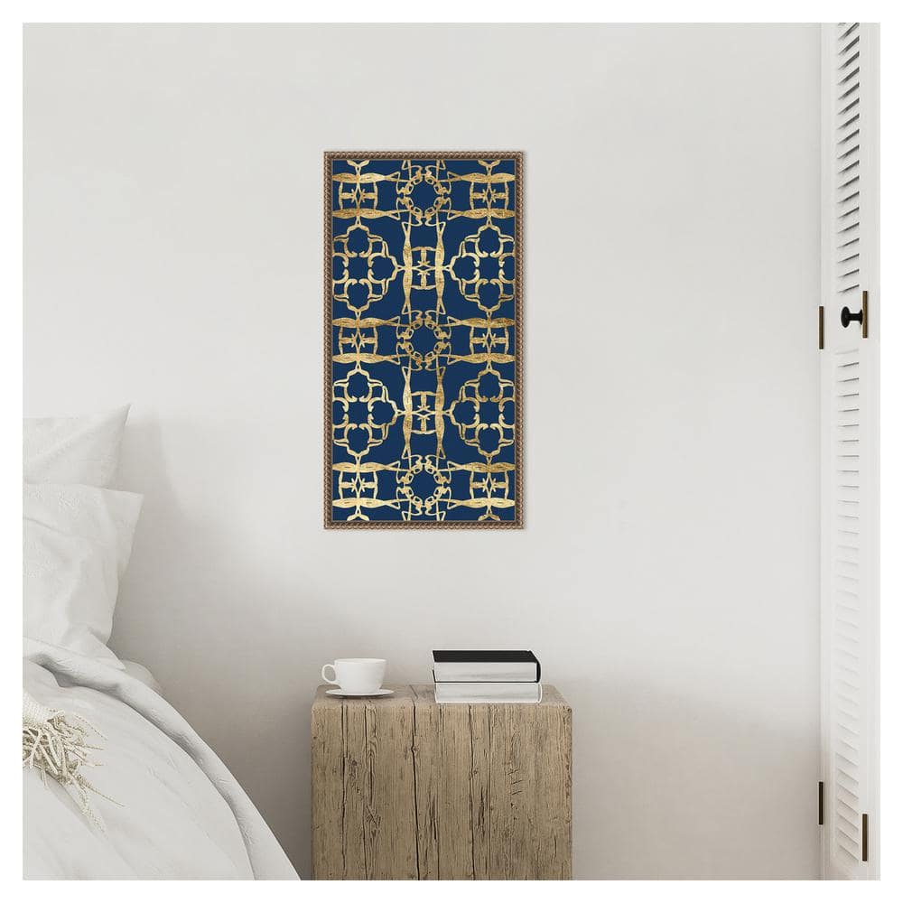 Motif on Blue XI Abstract Canvas Print with Bronze Frame