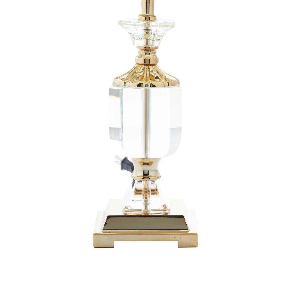 24" Black Crystal Table Lamp with Gold Accents